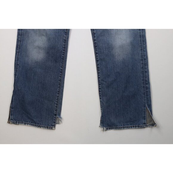 Vintage Y2K Lucky Brand Mens 32x32 Distressed Flared Wide Leg Denim Jeans Blue - Picture 5 of 16